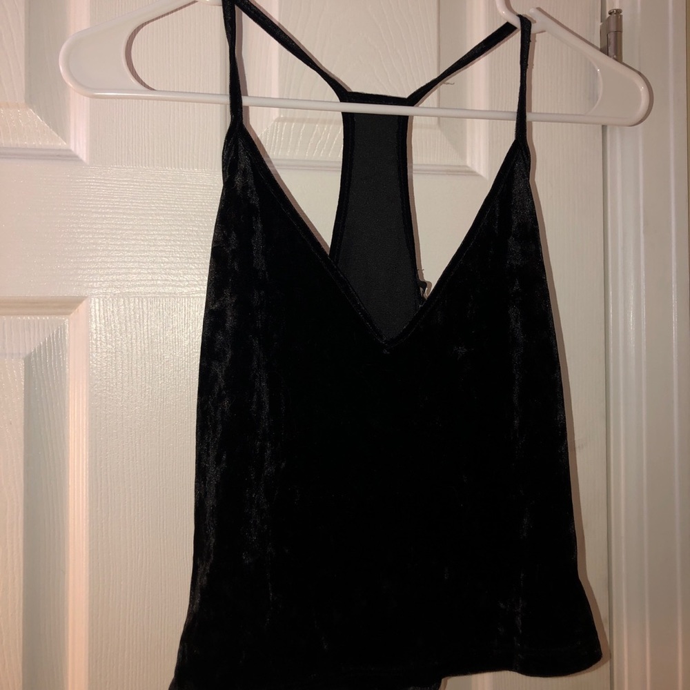 Black VELVET Halter Crop Top